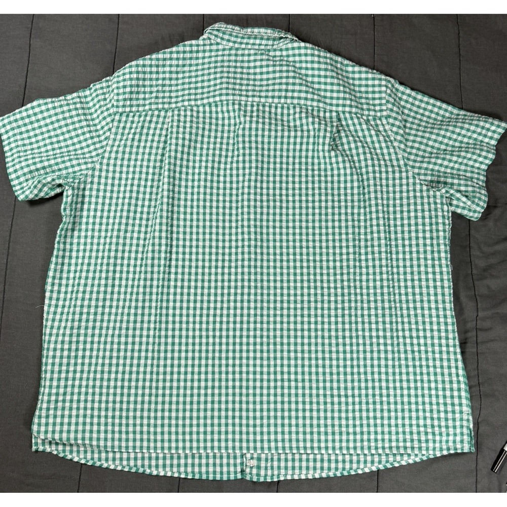 Oak Hill Cool & Dry Men's 3XL Green Gingham Seersucker Button Down Shirt - Picture 3 of 9